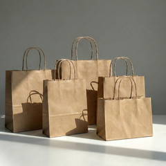 Collection image for: Recyclable blank kraft paper bags with handles - 100% recycled, over 50% PCR, CA law compliant